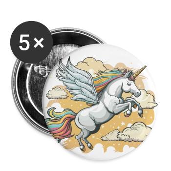 The Winged Unicorn - Buttons small 1''/25 mm (5-pack) - white - Front