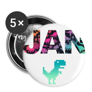 JAN - Beautiful boy name with dinosaur - Buttons small 1''/25 mm (5-pack) - white - Front