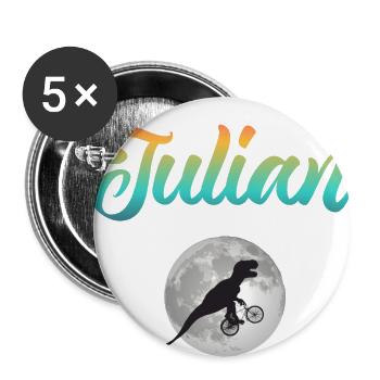 JULIAN - Beautiful boy name with dinosaur - Buttons small 1''/25 mm (5-pack) - white - Front