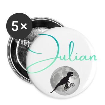 JULIAN - Beautiful boy name with dinosaur - Buttons small 1''/25 mm (5-pack) - white - Front