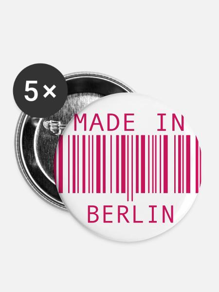 Made in Berlin - Buttons klein 25 mm (5er Pack) - Weiß