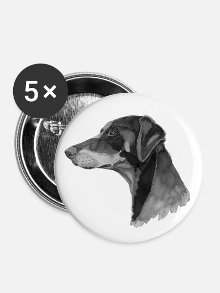Dobermann Pincher - Buttons klein 25 mm (5er Pack) - Weiß