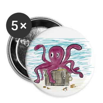 Sweetheart octopus - Buttons small 1''/25 mm (5-pack) - white - Front
