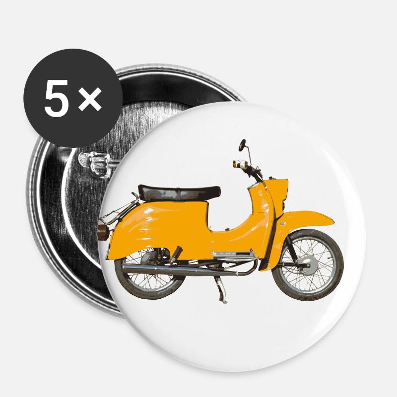 Swallow graphic sahara brown - Buttons small 1''/25 mm (5-pack) - white