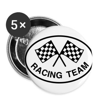 Racing Team, monochrome - Lot de 5 petits badges (25 mm) - blanc - Devant