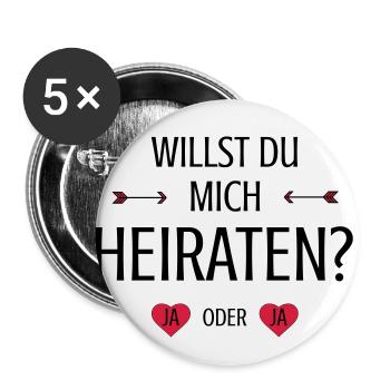 Veux-tu m'épouser demande de mariage en disant - Lot de 5 petits badges (25 mm) - blanc - Devant