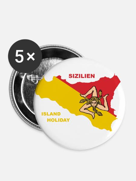 Sizilien Italien Holiday Sicily - Buttons klein 25 mm (5er Pack) - Weiß