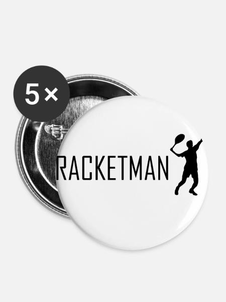 Racketman Tennis Aufschlag - Buttons klein 25 mm (5er Pack) - Weiß