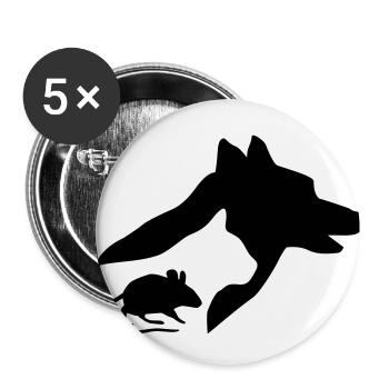 Hund, Katze, Maus Silhouette - Buttons klein 25 mm (5er Pack) - Weiß - Vorne