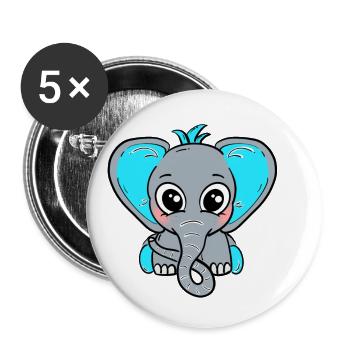 Baby elephant blue boy - Buttons small 1''/25 mm (5-pack) - white - Front