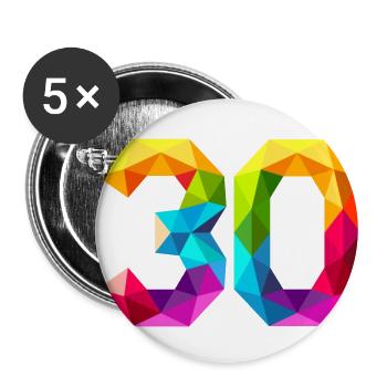 30 thirty thirty birthday shirt gift - Buttons small 1''/25 mm (5-pack) - white - Front