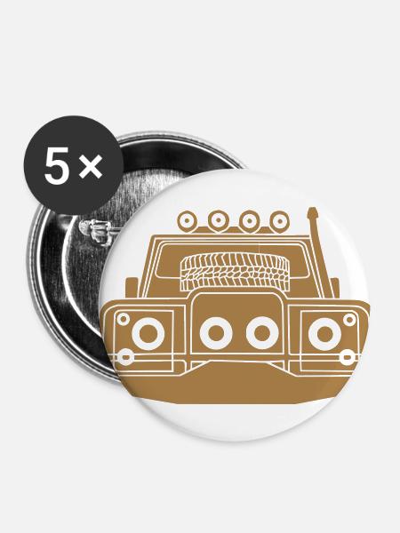 LR-Verteidiger - Buttons klein 25 mm (5er Pack) - Weiß