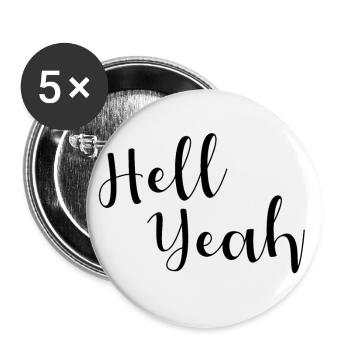 Hell yeah lettering - Buttons small 1''/25 mm (5-pack) - white - Front
