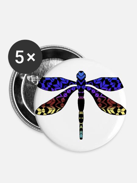 Libelle - Buttons klein 25 mm (5er Pack) - Weiß
