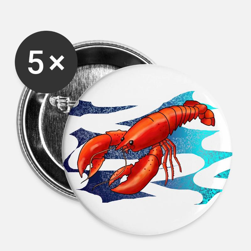 Lobster, lobster, sea - Buttons small 1''/25 mm (5-pack) - white