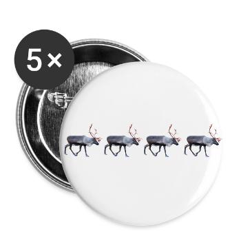 Traditionelle Rentierillustration in Winterstimmung - Buttons klein 25 mm (5er Pack) - Weiß - Vorne
