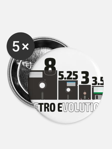 Set der Floppy Disks - Buttons klein 25 mm (5er Pack) - Weiß