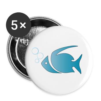 Poisson, aquarium, passe-temps d'aquarium - Lot de 5 petits badges (25 mm) - blanc - Devant