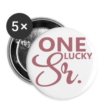 One Lucky Sr. Wedding Party Husband To Be Groom - Buttons small 1''/25 mm (5-pack) - white - Front