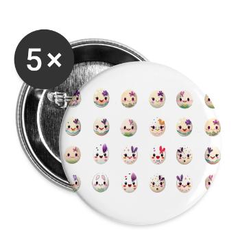 Ostermuster Ostermotiv viele bunte Eier - Buttons klein 25 mm (5er Pack) - Weiß - Vorne
