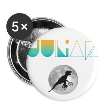 JULIAN - Beautiful boy name with dinosaur - Buttons small 1''/25 mm (5-pack) - white - Front
