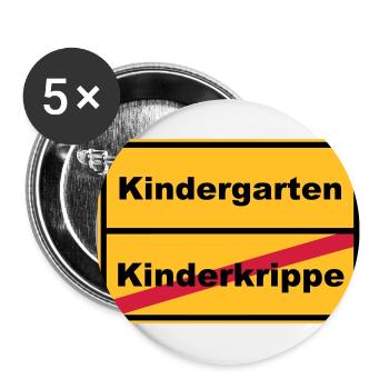 Ortsschild Kinderkrippe - Buttons klein 25 mm (5er Pack) - Weiß - Vorne
