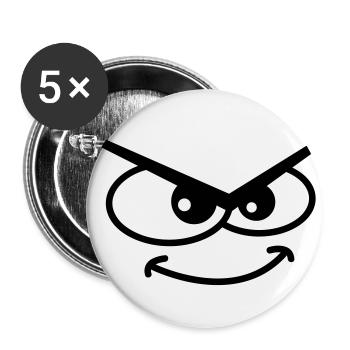 Evil Peep Cartoon Face Cool Naughty Grin - Buttons small 1''/25 mm (5-pack) - white - Front