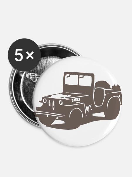 US Jeep Willys 2 - Buttons klein 25 mm (5er Pack) - Weiß