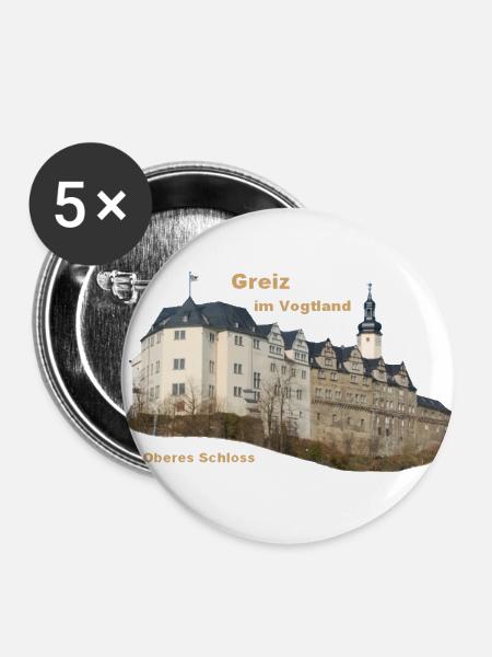 Greiz Oberes Schloss - Buttons klein 25 mm (5er Pack) - Weiß