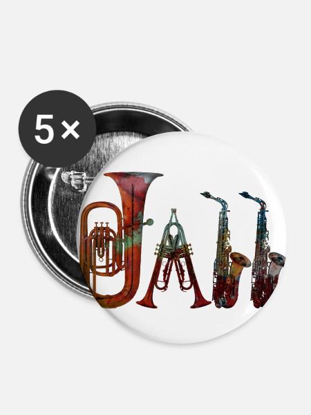 Jazz - Buttons klein 25 mm (5er Pack) - Weiß