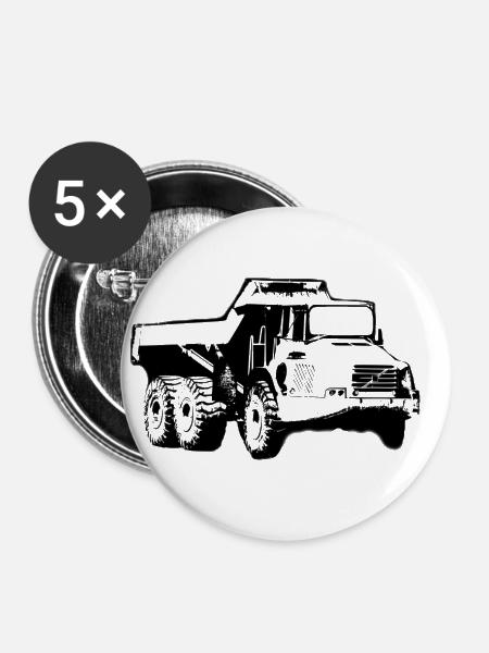 Articulated Dump Truck - Buttons klein 25 mm (5er Pack) - Weiß