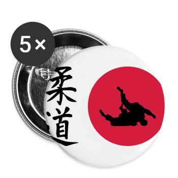 Judo - Judoka - Lot de 5 petits badges (25 mm) - blanc - Devant