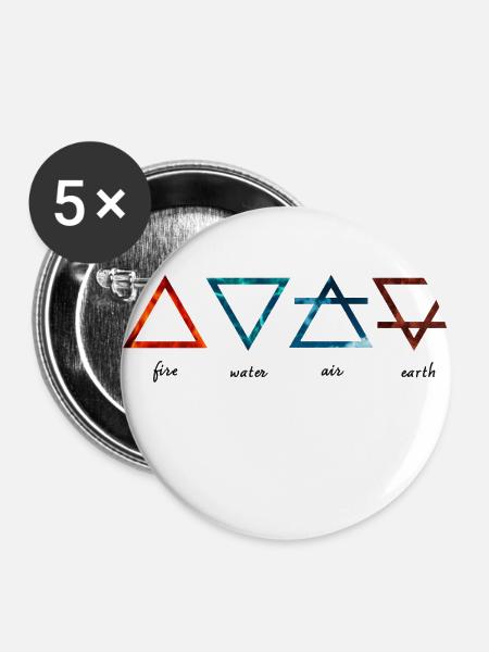 Alchemistische Elemente - Buttons klein 25 mm (5er Pack) - Weiß