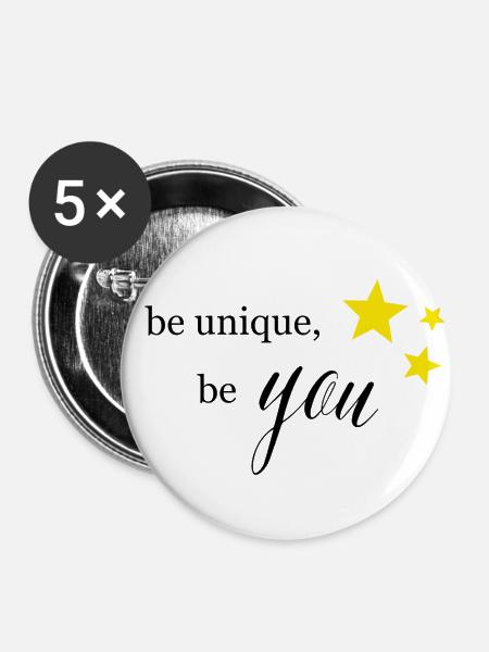 Sei einzigartig - Buttons klein 25 mm (5er Pack) - Weiß