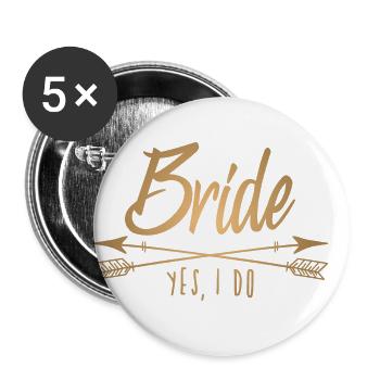 Bride Tribe - Braut Junggesellenabschied Frauen - Buttons klein 25 mm (5er Pack) - Weiß - Vorne