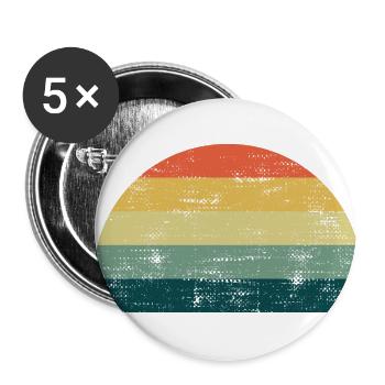 Retro Sonne Sunset Regenbogen Farben Vorlage - Buttons klein 25 mm (5er Pack) - Weiß - Vorne
