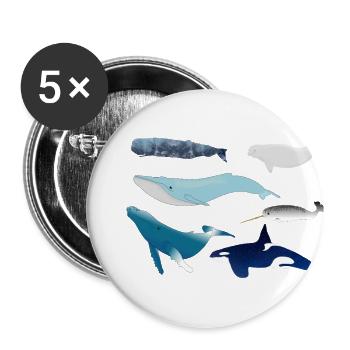 whales - Buttons small 1''/25 mm (5-pack) - white - Front