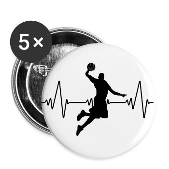 Heartbeat Basketball | Heartbeat Basketball - Buttons small 1''/25 mm (5-pack) - white - Front