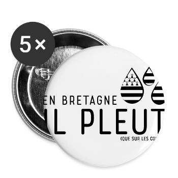 En Bretagne, il pleut... - Lot de 5 petits badges (25 mm) - blanc - Devant