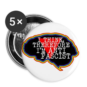 Cerveau. Je pense, donc je suis antifasciste - Lot de 5 petits badges (25 mm) - blanc - Devant