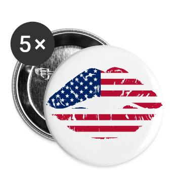 USA flag mouth - Buttons small 1''/25 mm (5-pack) - white - Front
