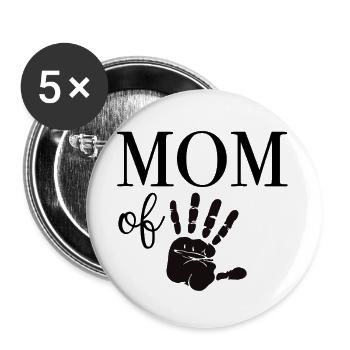 Mom of Five - Buttons klein 25 mm (5er Pack) - Weiß - Vorne