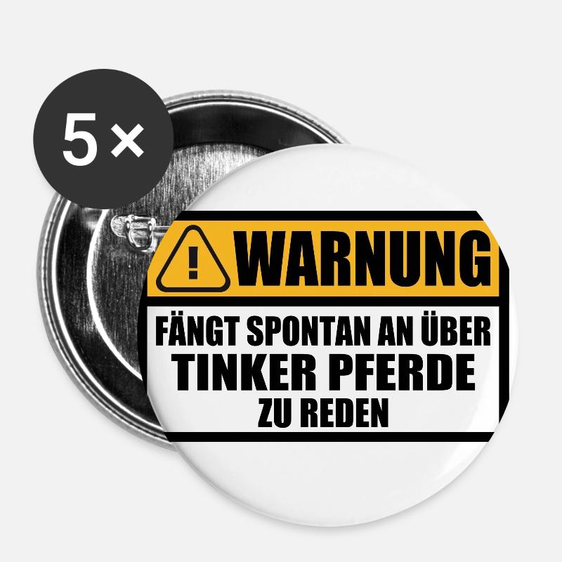 Tinker Pferd Mama Warnung Spruch Lustig - Buttons klein 25 mm (5er Pack) - Weiß