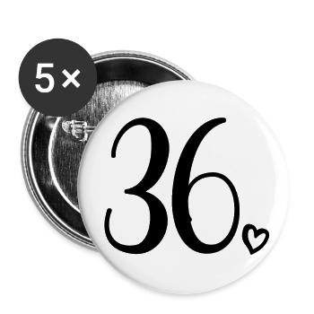 Niedliche Nummer 36, 36 Jahre alt, 36. Geburtstagsgeschenk - Buttons klein 25 mm (5er Pack) - Weiß - Vorne