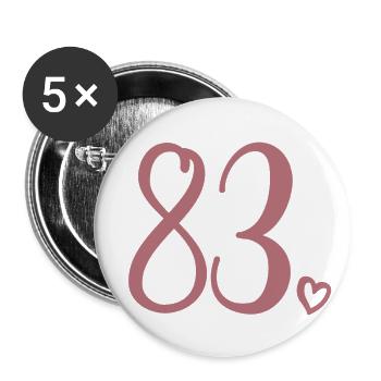 Mignon numéro 83, 83 ans, cadeau de 83e anniversaire - Lot de 5 petits badges (25 mm) - blanc - Devant