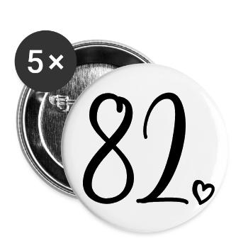 Süße Nummer 82, 82 Jahre alt, Geschenk zum 82. Geburtstag - Buttons klein 25 mm (5er Pack) - Weiß - Vorne