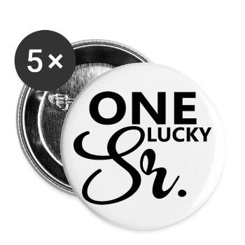 One Lucky Sr. Wedding Party Husband To Be Groom - Buttons small 1''/25 mm (5-pack) - white - Front