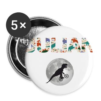 JULIAN - Beautiful boy name with dinosaur - Buttons small 1''/25 mm (5-pack) - white - Front