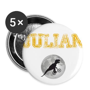 JULIAN - Beautiful boy name with dinosaur - Buttons small 1''/25 mm (5-pack) - white - Front
