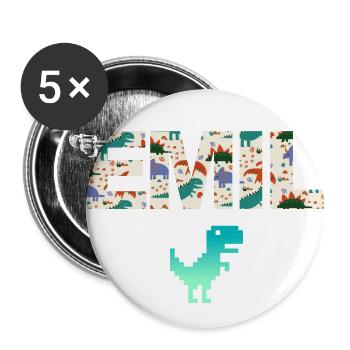 EMIL - Beautiful boy name with dinosaur - Buttons small 1''/25 mm (5-pack) - white - Front